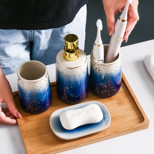 Decal Starry Sky Design Ceramic Bath Set Bathroom Accessories