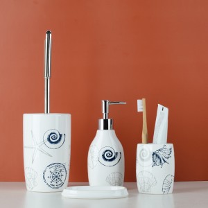 Custom Bulk Washroom Shower 4-Piece Ceramic Modern Bathroom Accessories Set