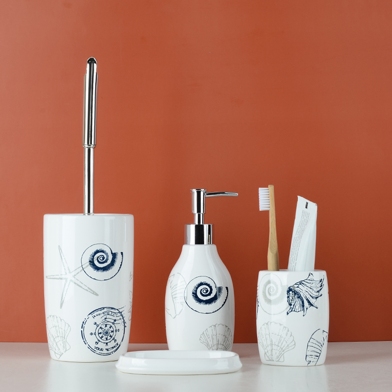 Custom Bulk Washroom Shower 4 Pieces Ceramic Modern Bathroom Accessories Set-1