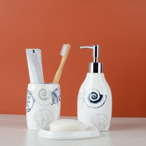 Custom Bulk Washroom Shower 4-Piece Ceramic Modern Bathroom Accessories Set