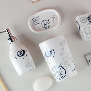 Custom Bulk Washroom Shower 4-Piece Ceramic Modern Bathroom Accessories Set