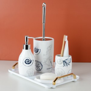 Custom Bulk Washroom Shower 4-Piece Ceramic Modern Bathroom Accessories Set