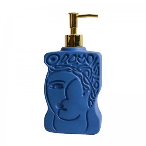 Hand Soap Lotion Press Empty Bottle Container Face Design Ceramic Hotel Soap Dispenser