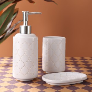 Modern White 3pcs Ceramic Bathroom Accessories Set