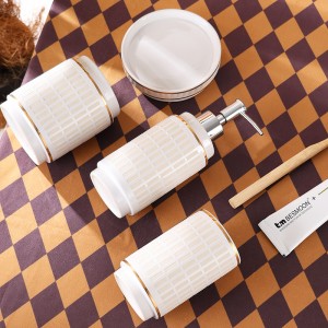 Sand Blast Bath Gift Set Ceramic Stoneware 4 Piece Bathroom Set