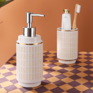 Sand Blast Bath Gift Set Ceramic Stoneware 4 Piece Bathroom Set