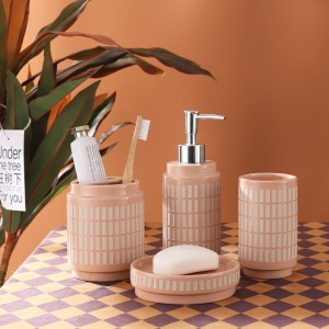 Sand Blast Bath Gift Set Ceramic Stoneware 4 Piece Bathroom Set