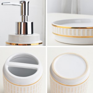 Sand Blast Bath Gift Set Ceramic Stoneware 4 Piece Bathroom Set