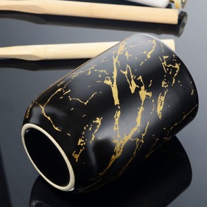 Bath Decor Black Glazed Gold Decal Ceramic Bathroom Luxury Set
