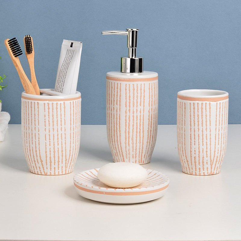 Wholesale Modern Hand Painted Ceramic 4 Piece Bathroom sets And Accessories-1