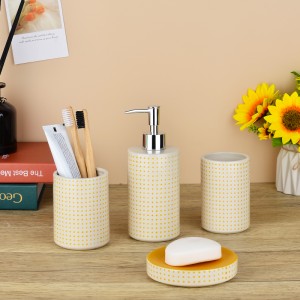 Custom Modern Hand Painted 4 Piece Ceramic New Design Bathroom Accessories Set