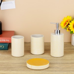 Custom Modern Hand Painted 4 Piece Ceramic New Design Bathroom Accessories Set