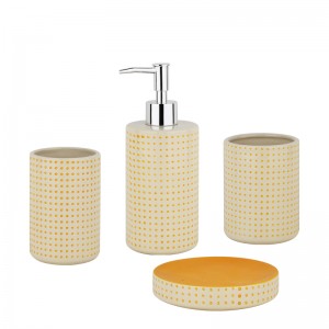 Custom Modern Hand Painted 4 Piece Ceramic New Design Bathroom Accessories Set