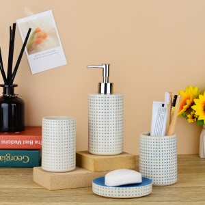 Custom Modern Hand Painted 4 Piece Ceramic New Design Bathroom Accessories Set