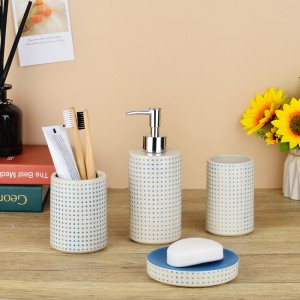 Custom Modern Hand Painted 4 Piece Ceramic New Design Bathroom Accessories Set
