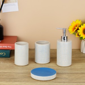 Custom Modern Hand Painted 4 Piece Ceramic New Design Bathroom Accessories Set