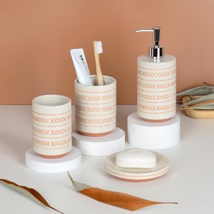 Custom Bathroom Product Modern Hand Panited Round Ceramic Bathroom Accessories Set