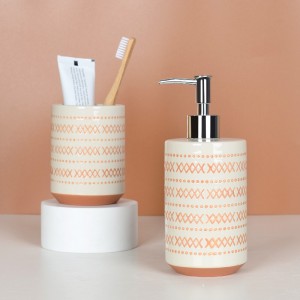 Custom Bathroom Product Modern Hand Panited Round Ceramic Bathroom Accessories Set