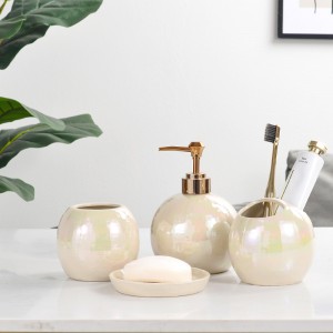 Custom OEM Round Shape Pearl Glaze Bathroom Ceramic Accessories