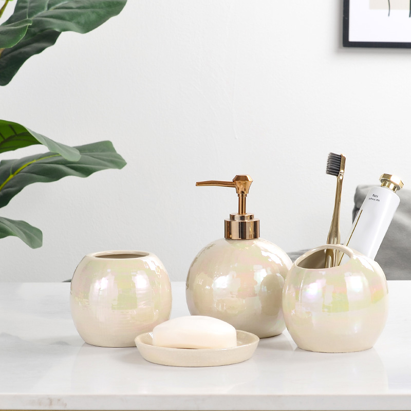 Custom OEM Round Shape Pearl Glaze Bathroom Ceramic Accessories Factory-1