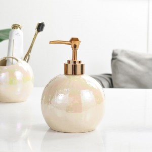 Custom OEM Round Shape Pearl Glaze Bathroom Ceramic Accessories