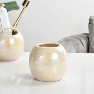 Custom OEM Round Shape Pearl Glaze Bathroom Ceramic Accessories