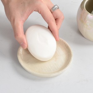 Custom OEM Round Shape Pearl Glaze Bathroom Ceramic Accessories