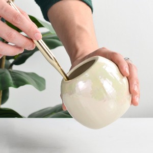Custom OEM Round Shape Pearl Glaze Bathroom Ceramic Accessories