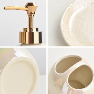 Custom OEM Round Shape Pearl Glaze Bathroom Ceramic Accessories