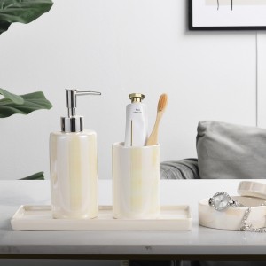 Round Shape Pearl Glaze Bath Set Ceramic Home Accessories Kitchen Bathroom