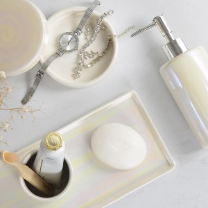 Round Shape Pearl Glaze Bath Set Ceramic Home Accessories Kitchen Bathroom
