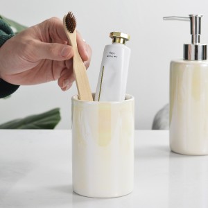 Round Shape Pearl Glaze Bath Set Ceramic Home Accessories Kitchen Bathroom