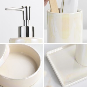Round Shape Pearl Glaze Bath Set Ceramic Home Accessories Kitchen Bathroom