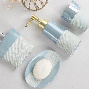 Modern Glazed 4 Piece Ceramic Bath Set Accessories for The Bathroom