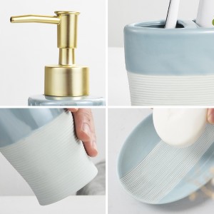 Modern Glazed 4 Piece Ceramic Bath Set Accessories for The Bathroom