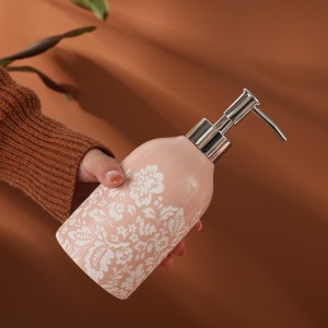 Custom Pink 3pcs Ceramic Set of Bathroom Accessories