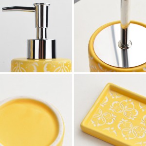 Set of 5 Sand Blast Colorful Ceramic Bathroom Set for Hotel