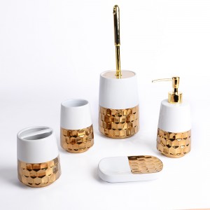 Factory Custom Stoneware Nordic Luxury Design Ceramic Bathroom Accessories Set