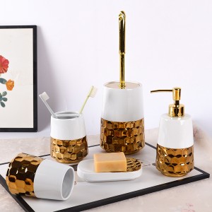Factory Custom Stoneware Nordic Luxury Design Ceramic Bathroom Accessories Set
