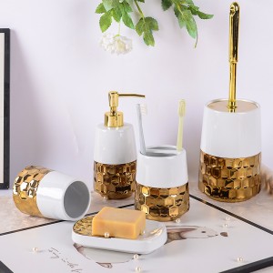 Factory Custom Stoneware Nordic Luxury Design Ceramic Bathroom Accessories Set