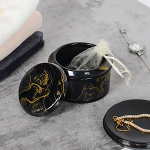 Hotel White Black Gold Decal Modern Ceramic Accessories 5-Piece Bathroom Products