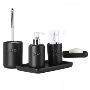 ODM Black Glazed Modern Ceramic Hotel Bathroom Tray Set