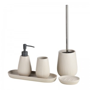 China Factory Modern Ceramic Elegant Custom ODM Bathroom Soap Dispenser Set with Tray