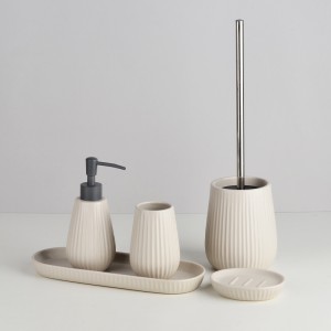 China Factory Modern Ceramic Elegant Custom ODM Bathroom Soap Dispenser Set with Tray