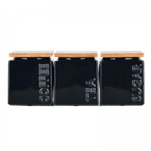 Amazon Top Seller Square Ceramic Set Tea Sugar Coffee Storage Canisters for Kitchen Counter