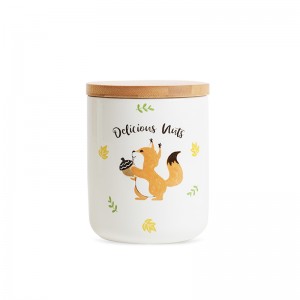 Cute Decal Round Ceramic Tea Sugar Coffee Storage Canister Set Kitchen Decor