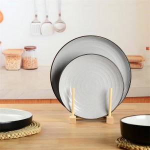 Modern ODM Black Stoneware Plates Ceramic Stoneware Dinner Table Set