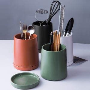 Tableware Cooking Ceramic Kitchen Utensil Chopsticks Holder with Tray