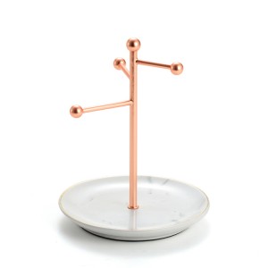 Decorative Necklace Earring Holder Golgen Metal Jewelry Display Stand