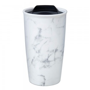 Custom Logo Double Wall Insulated 12 Oz Coffee Ceramic Travel Mug with Wrap Lid
